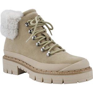 Marc Fisher LTD Cade Boots Shearling Leather Lace Up Booties Natural Size 8 NEW
